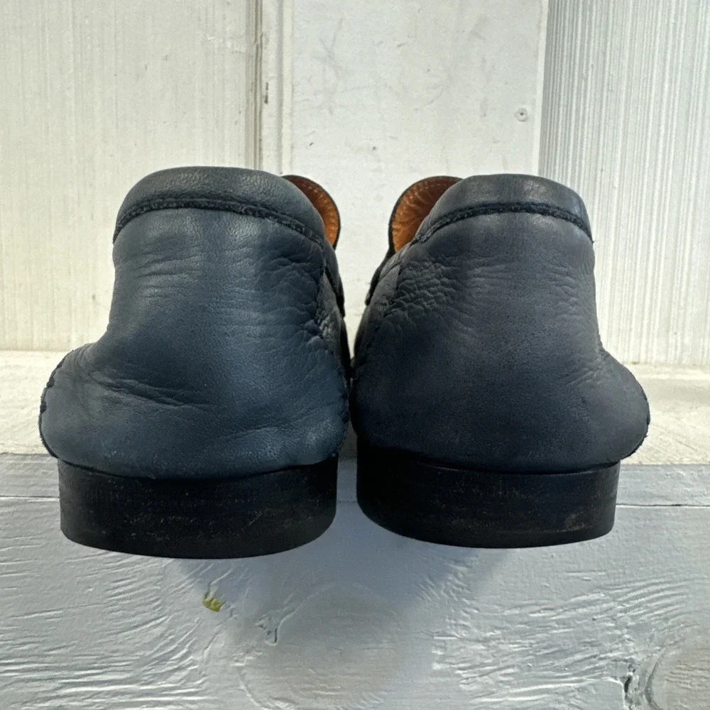 Santoni‎ Paine Loafers Size 11D US Blue Shoes Made In Italy Leather